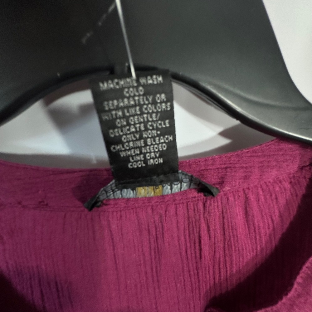Preswick & Moore Women 1X Burgundy Cotton Gauze Embroidered Lace Button Top NWT - Picture 6 of 10